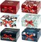 Christmas Gift Boxes with Lids, 6 Pack Gift Boxes and Red Ribbon Christmas Themed Pattern Small Gift Boxes for Christmas Presents Gifts Easy Assemble
